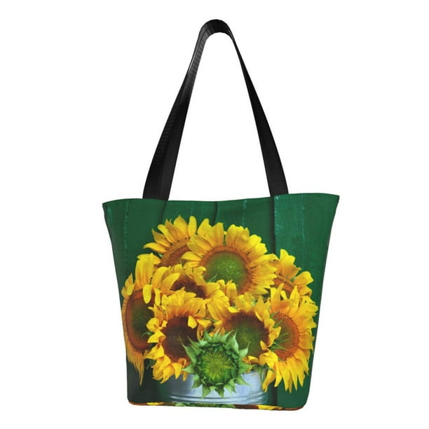 Disketp Sunflowers in Bucket Bolsa de Hombro Casual para Mujer, Bolso Cruzado para Compras, Viajes y Uso Diario