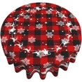 thumbnail image 2 of Christmas Round Tablecloth 60 Inch, Reindeer Snowflake Tablecloth Buffalo Plaid Table Cloth, Christmas Outdoor Indoor Table Cover for Christmas Party Decoration, 2 of 6
