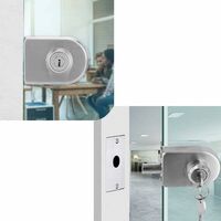Stainless Steel Glass Door Lock, No Drilling, Anti-Theft Glass Door 1012mm Stainless Steel Latch Open/Close for Home Hotel Office Bathroom