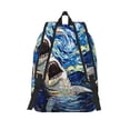 thumbnail image 2 of Lsque Vintage Starry Sky Shark Pattern Canvas Daypack, Durable Backpack, High-quality Versatile Backpack,Vintage Compact Backpack-Medium, 2 of 6