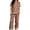 v-51Brown211, variant on HAYIMI Women Christmas 2 Piece Pajama Set, Short Sleeve Lapel Button-Down Tops And Pants Set, Xmas Print Loungewear Sleepwear For Relaxed Evenings