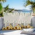 thumbnail image 5 of Outdoor Pillow Covers Pack of 2, Sunflower Lavender Eucalyptus Leaves Flower Waterproof Throw Pillowcase Cushion Cases, Vintage Linen Decorative Pillow Cover for Couch Sofa Home Bed Patio, 5 of 9