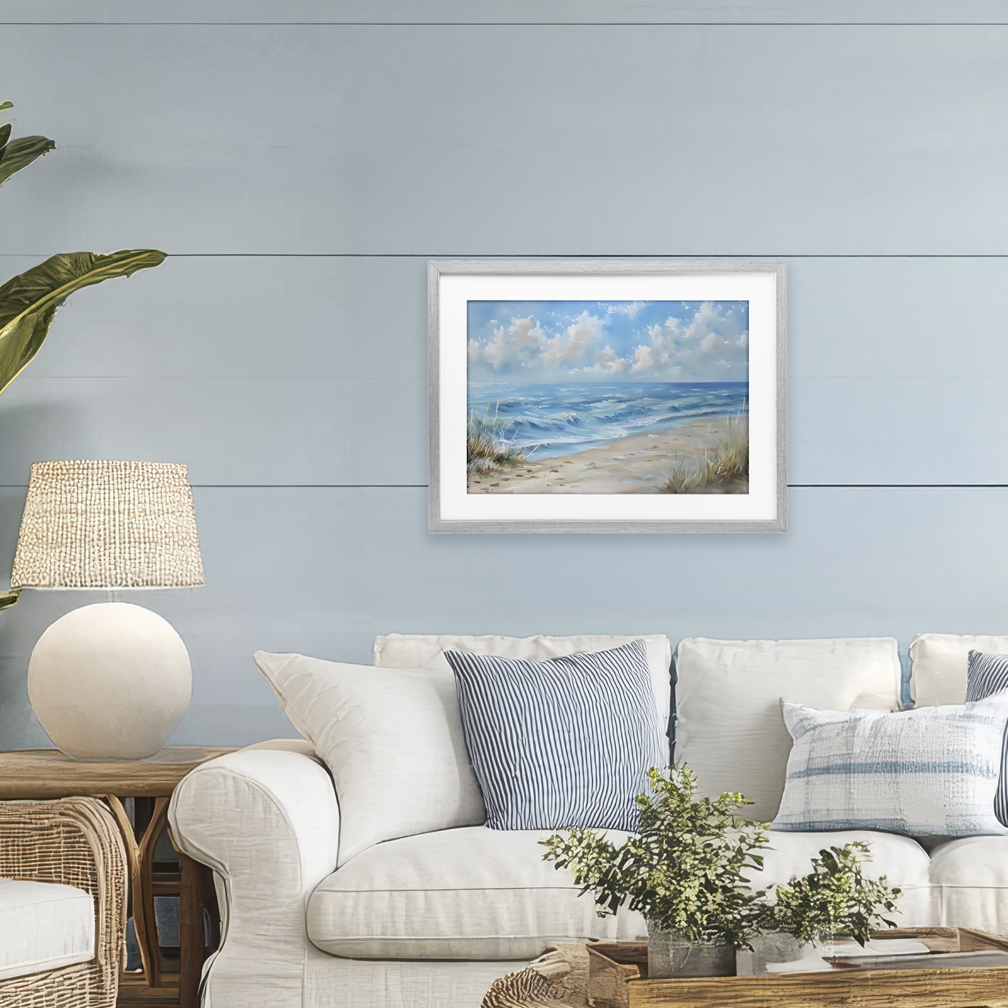 Stupell Industries Coastal Tranquility Horizon Gray Framed Print Under Glass, design by Creative Studio