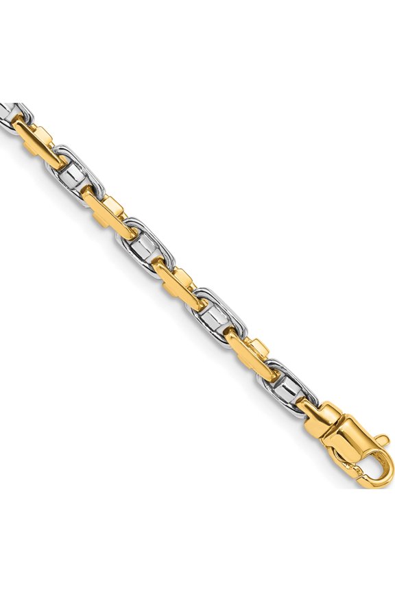 14K Two-Tone 3.5mm Fancy Link Chain (7.25 X 3.5) Made In Peru lk696-7.25