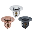 thumbnail image 7 of Bathroom Sink Drain Stopper Push-Type Spring Core with Filter,Copper and ABS Construction,Gold Silver Gray Basin Drain Plug for Hair Clog Prevention, 7 of 7