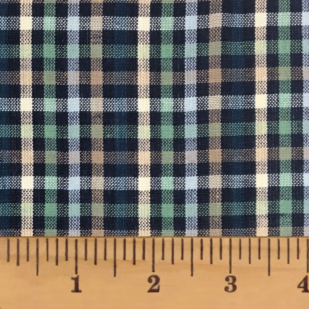 Levi Blue Plaid Homespun Cotton Fabric - Sold by the Yard - JCS Fabric