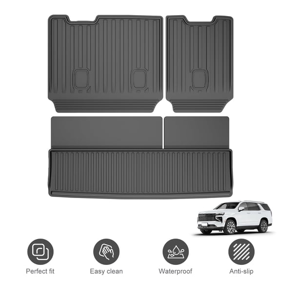 Custom Fit All Weather Cargo Liner & Backrest Mat for 2015-2020 Chevrolet Tahoe / GMC Yukon (Not for XL) Waterproof Car Accessories Mat for Chevrolet Tahoe