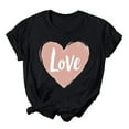 thumbnail image 3 of BiZtdJrK Sales For Today On Walmart Valentine Day Shirt Womens 2025 Fashion Love Heart Print T-Shirt Casual Short Sleeve Round Neck Blouse Cotton Basic Tee Tops Black XL, 3 of 6