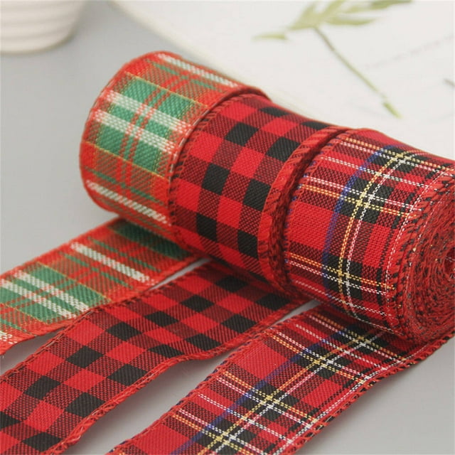 pitrice Christmas Ribbon Portable Party Decoration Classic Plaid House Decorations Exquisite Decorative Accessories for Celebration 10 Width 5cm