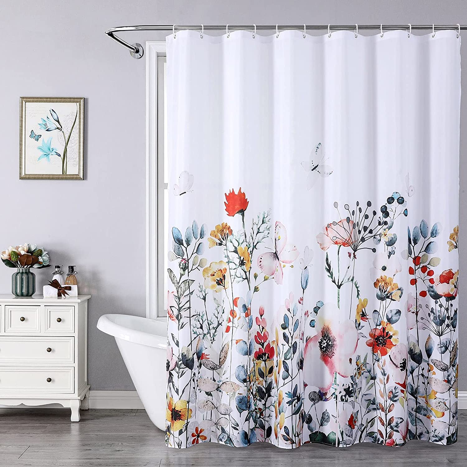 72"x72" Floral Shower Curtain Waterproof Polyester, Shower Curtains for