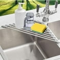 thumbnail image 5 of Triangle Dish Drying Rack for Sink Corner, Roll Up Folding Stainless Steel Multipurpose Over The Sink Dish Drainer Mat for Kitchen (Black), 5 of 6
