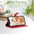 thumbnail image 2 of Wallet Case, for iPhone 12 Wallet Case,Card Holder Leather Kick-Stand Flip Cases,Wrist Strap, Closure,Shockproof Protective Cover (Red), 2 of 14