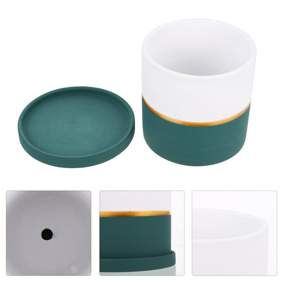 HEMOTON Plant Pot with Saucer Square Planter Decorative Flowerpot Sturdy