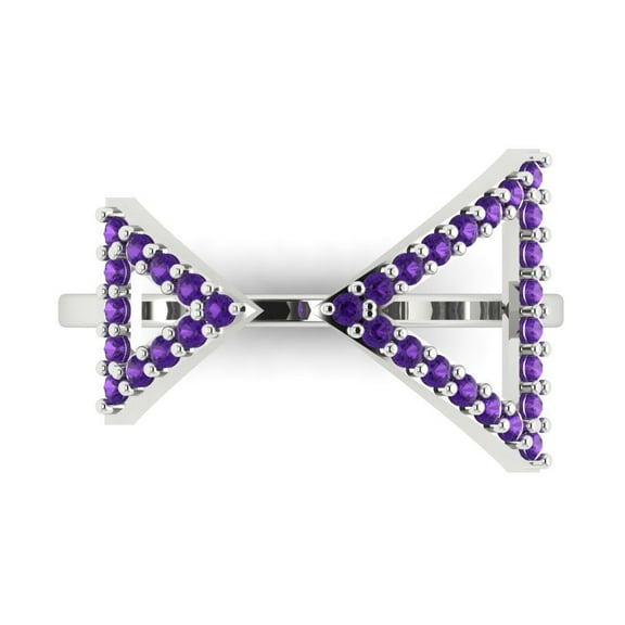 Statement Engagement Ring for Women - 0.2475ct Natural Amethyst in 18K White Gold Promise Ring