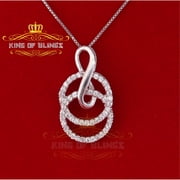 King of Bling's White Silver Pendant Double Circle With Infinite Necklace 1.44ct Cubic Zirconia