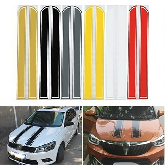 Tshsdpx Auto Car Racing Rally Dual Stripes Hood Side Roof Tail Stickers Decals Decor