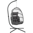 thumbnail image 6 of Egg Hanging Chair with Stand, Patio Wicker Pink Swing Chair Hammock Egg Chairs with UV Resistant Cushion for Indoor Bedroom Outdoor Garden Backyard, 6 of 10