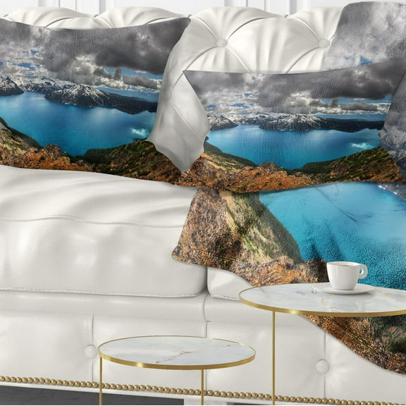 Designart Lake Surrounded by Mountains - Landscape Printed Throw Pillow - 12x20