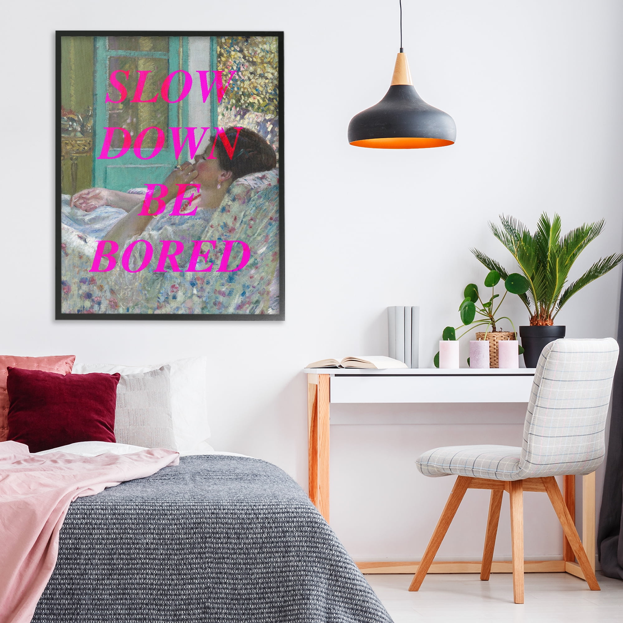 Slow Down Be Bored Classic Black Framed Giclee Art, design by Lil' Rue