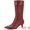 Burgundy, variant on Women's Stylish Pointed Toe Kitten Heel Knee High Boots Burgundy 9