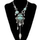 thumbnail image 2 of Collar con colgante de borla con incrustaciones de turquesa azul bohemio étnico para mujer para fiesta Plata, 2 of 9