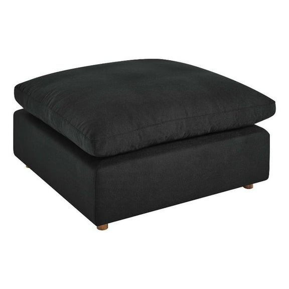 Pemberly Row 39" Down Filled Overstuffed Fabric Ottoman in Black