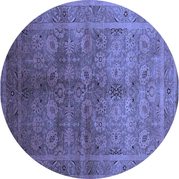 Ahgly Company Indoor Round Oriental Blue Traditional Area Rugs, 3' Round
