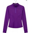 thumbnail image 3 of ClodeEU Women's Mock Neck Long Sleeve Sports Half Zip T-Shirt,Solid Color Athletic Workout Top Purple,Womens Plus L, 3 of 7