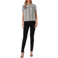 thumbnail image 2 of INSPIRE CHIC Gingham Tops for Women's Peasant Plaid Smocked Ruffle Puff Sleeve Blouses S Black, 2 of 6