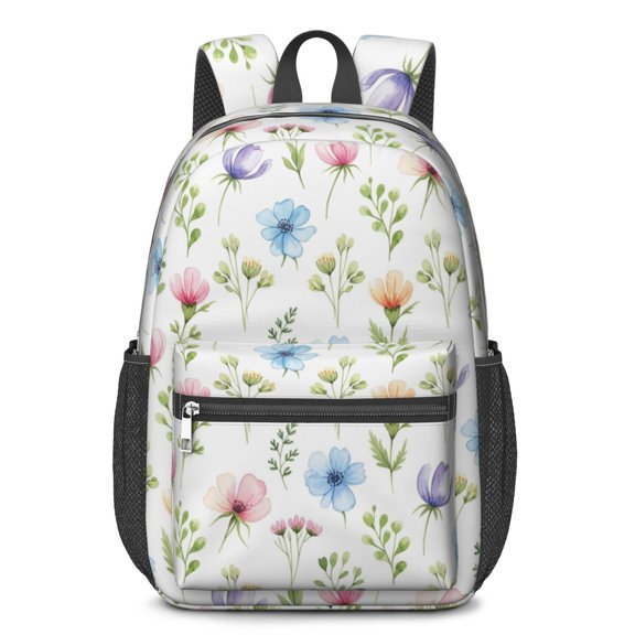 Pioneer Flower Floral Print Pattern 17" School Backpacks for Teens,Waterproof Oxford Fabric,S-Shape Padded Straps for School,Travel,Hiking,Camping