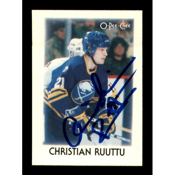 Christian Ruuttu Autographed 1987-88 O-Pee-Chee Minis Card #37 Buffalo Sabres SKU #251683