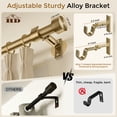 thumbnail image 2 of HEI DEAR 1" Adjustable Brass Gold Curtain Rod Set, Heavy Duty 36-120" with Solid Aluminum Finial for Windows, 2 of 9