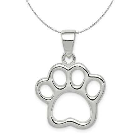 Sterling Silver 20mm Open Paw Print Necklace