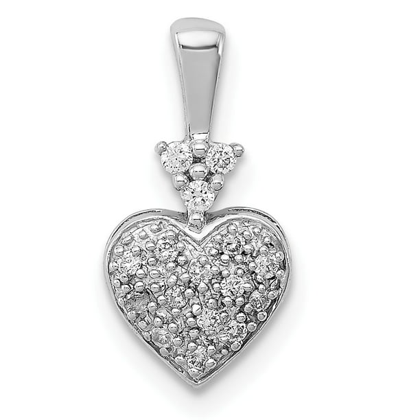 Diamond2Deal - 925 Sterling Silver Rhodium Plated Diam. Heart Pendant ...