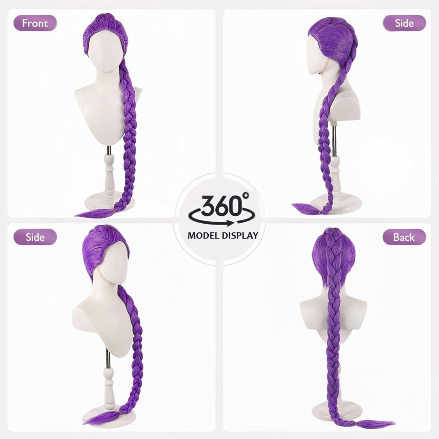 Adakot Purple Braiding Wigs for Women Girls, 47Inch Long Braid Hair Wigs