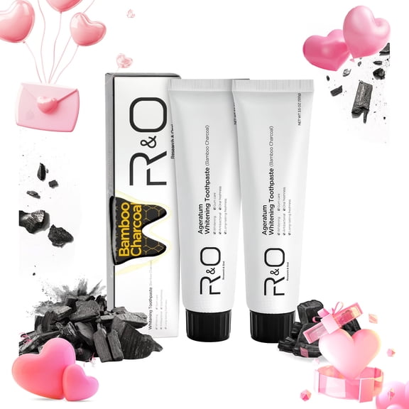 R&O Ageratum Whitening Toothpaste with Bamboo Charcoal,3.53 oz,Great for Teeth Whitening,2Pcs