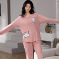 thumbnail image 1 of Conjunto de pijama de punto de algodón para mujer, ropa de dormir Floral elegante, pantalones a cuadros, Moda para el hogar, primavera y otoño, 1 of 4