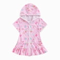 thumbnail image 1 of Zanarzt Robe d'Été Fille Robe Confortable à Capuche à Manches Courtes Robe de Plage Fille Cache-Maillot Robes d'Été, Rose, 6-7 Ans, 1 of 3