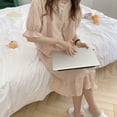 thumbnail image 3 of Bienvenido camisón de gasa de algodón floral de encaje japonés, cárdigan de manga corta de verano para mujer, pijamas sueltos, ropa de casa, 3 of 5