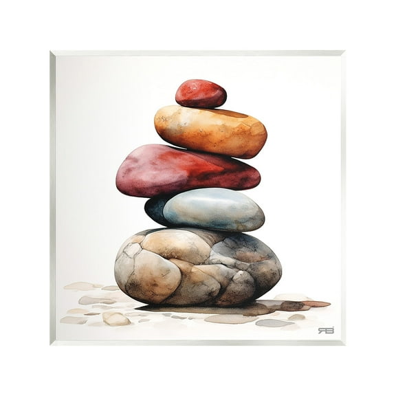 Stupell Industries Varied Stacked Rocks Landscape Painting Unframed Art Print Wall Art, 12 x 12
