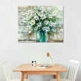 thumbnail image 3 of Nawypu  Country Style Canvas Wall Art Teal Blue Mason Bottle White Flower Rustic Wall Decor Art Hanging in The Bedroom Bathroom Living Room Dining Room Office Fireplace Kitchen Murals Decor, 3 of 5