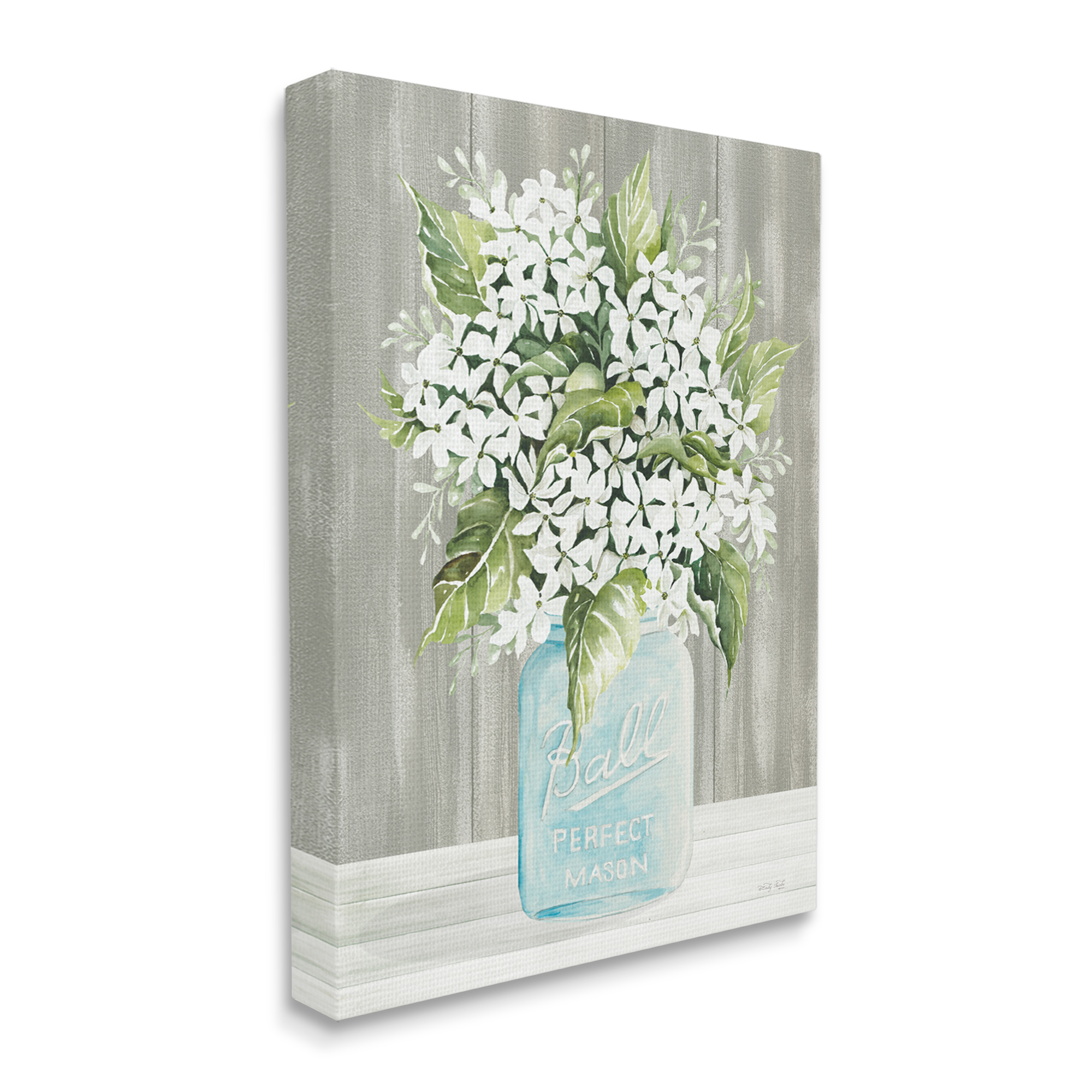 Stupell Industries Rustic Jar Bouquet Botanical & Floral Painting Gallery Wrapped Canvas Art Print Wall Art, 24 x 30