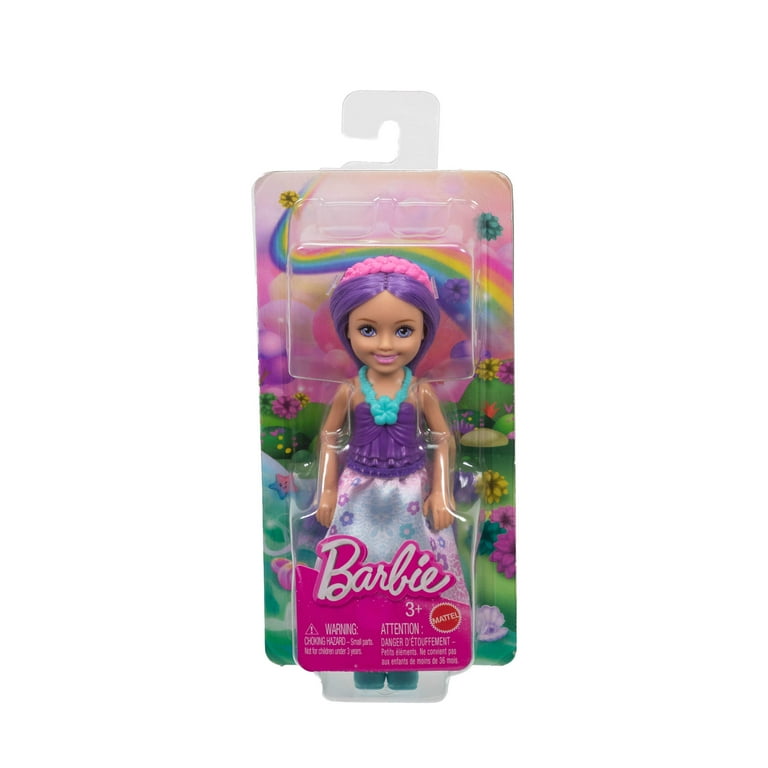 Barbie Chelsea Royal Small Doll with Purple Hair, Removable Skirt