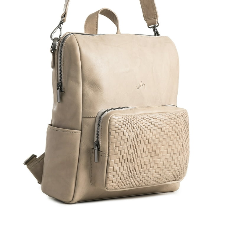beige leather mini backpack VELEZ Beige Top Grain Leather Mini Backpack For Women Small Bag Purse