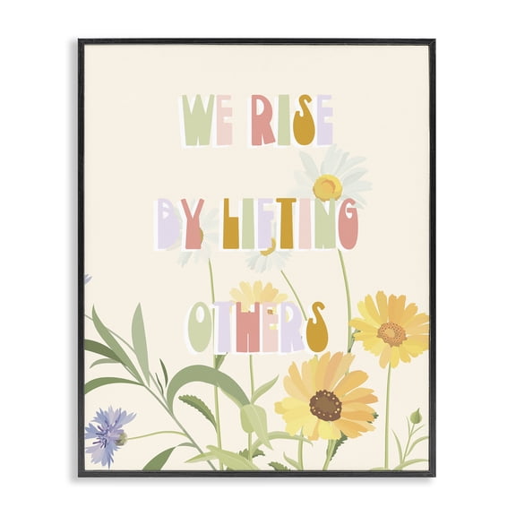 Stupell Industries Eclectic We Rise by Lifting Others Quote Soft Spring Florals Black Framed Giclee Art, 11 x 14, by Lil' Rue