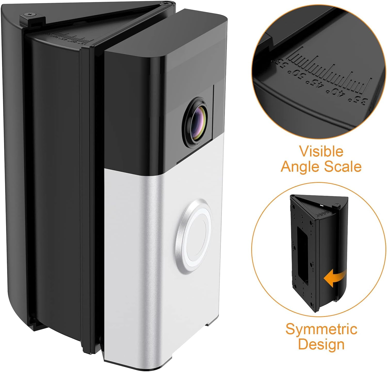 Adjustable 30 to 55 Degree Doorbell Angle Mount Compatible with Video Doorbell 1/2/3/4/Wired/Pro/(2020 Release)/Battery Doorbell Plus, Camera Mount Holder Bracket Wed for Apartment
