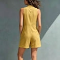 thumbnail image 4 of Cmfcve Women's Sleeveless Romper Stand Collar Half Button Down One Piece Short Jumpsuit Loose Wide Leg Casual Summer Overalls, 4 of 5