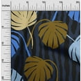 thumbnail image 2 of oneOone Polyester Spandex Dark Blue Fabric Tropical Palm Leaf With Broken Fat Lines Diy Clothing Quilting Fabric Print Fabric By Yard 56 Inch Wide, 2 of 4