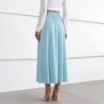 thumbnail image 5 of Hvogkswy Womens Midi Skirt, Solid Color Drawstring Elastic High Waist A-Line Skirts Soft Loose Outdoor Activities Ladies Summer Fashion Casual Skirt, 5 of 7