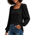 thumbnail image 3 of Women Long Sleeve Puff Sleeve Tops Square Neck Tank Tops Oversized Shirts Flowy Tops Cute Tops Layering Tops Going Out Tops Collared Shirts Workout Tops Casual Top Summer Work Top, 3 of 4